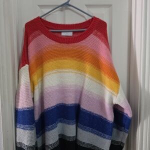 Old Navy Vibrant Striped Crew Neck Sweater